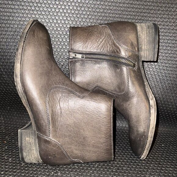 Frye Brooke Short Inside Zipper Brown Smoke Leather Bootie Women’s Size 7B - Picture 5 of 8